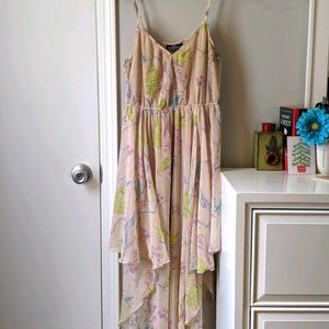 Birds & floral high-low maxi dress